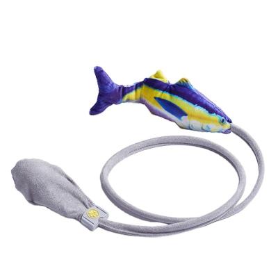 China Funny Airbag Stocked Toy For Cat Dog Interactive Plush Catnip Cat Fish Toy Teaser Stick Pet Customization Design for sale