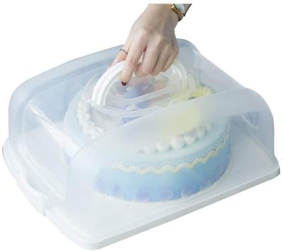 China Disposable Plastic Cake Carrier Square Plastic Cake Box With Handle And Cupcake Tray Custom for sale