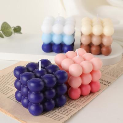 China INS Soy Wax Aromatherapy Scented Luxury Colorful Scent Scented Soy Cube Ball Custom Handmade Bubble Candle for sale