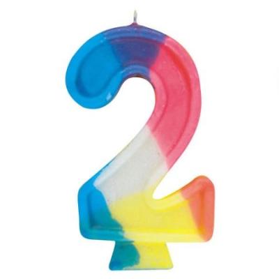 China Custom Flameless Gradient Ramp Birthday Party Cake Candles Wholesale Multicolor Rainbow 0 to 9 Number Candles for sale