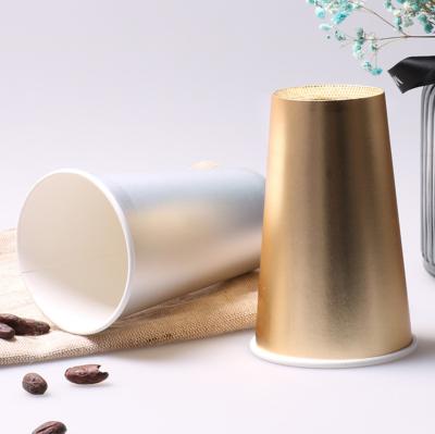 China Disposable Disposable Custom Printed Silver And Gold Foil Stamping12oz Paper Cup for sale