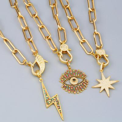 China FASHIONABLE Rainbow European and American Thick Chain Pendant Necklace Female Zircon Hiphop Colorful Necklace for sale