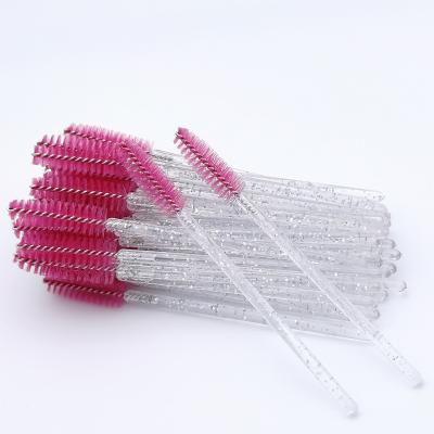 China Crystal Hollow Disposable Eyelash Brush Crystal Handle Cosmetic Eyelash Mascara Wholesale Eyelash Extension Brush for sale