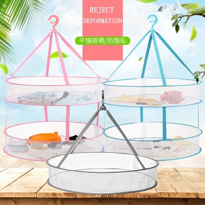 China Eco-friendly Durable Manufacturers Wholesale Folding Clothes Nets Double To Dry Clothes 2 Tier Folding Mesh Hanging Laundry Basket for sale