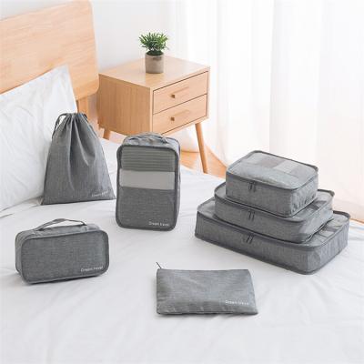 China Fashion 7 Set Travel Storage Bags Multifunctional Clothing Matching Packages, Travel Packing Pouches, Gray Color Luggage Organizer Pouch for sale