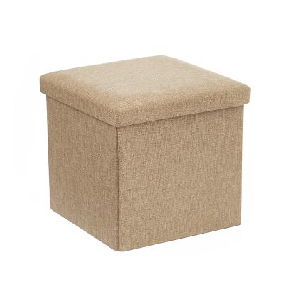 China Yiwu Roda Rectangle Fabric Canvas Polyester Storage Ottoman Foot Rest Foldable Modern Home Vanity Stool for sale