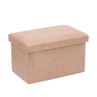 China Yiwu Roda Foldable Fabric Upholstered Rectangle Storage Ottoman With Removable Lid for sale