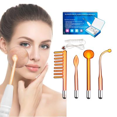 China Amazon 2022 Hot Selling Portable Plug 4 in 1 Multifunctional Portable Facial Magic Wand Skin Therapy Machines High Frequency for sale