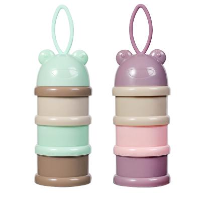 China BPA Free Colorful Baby Three Layer Food Storage Container Food Grade Baby Milk Powder Box for sale