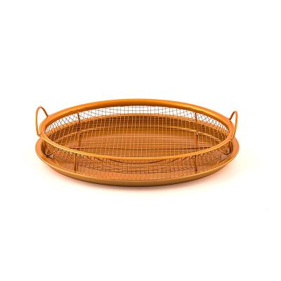 China 12 Inch Viable Round Copper Crisper Baking Tray With Crisping Basket Non-Stick Coating for sale