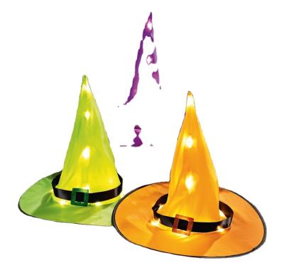 China 2022 Four Seasons Hot Sale Halloween Cosplay Favors Decor Led Witch Wizard Glowing Hats Colorful Led Hanging Lights for sale