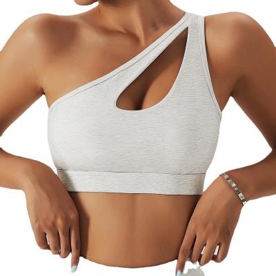 China OEM Girls Fitness Gym Wear Breathable Sexy Crop Tops For Women Active Wear Plus Size One Shoulder Sports Bra for sale