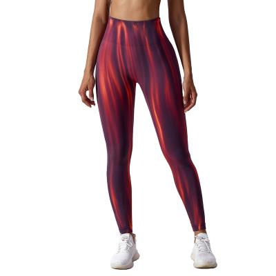 China Breathable Custom High Waisted Lift Up Booty Butt Lifting Up Sexy Seamless Tie Dye Workout Women Leggings Tight Yoga Pants Gaiters Crac! crack! for sale