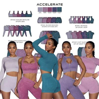 China The Matching Wholesale OEM Seamless Zipper Sport Wear Crac! crack! Breathable High Quality Ribbed Butt Gym Set 2 Pieces Shorts Yoga Wear One Shoulder Set for sale