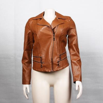 China 2021 Winter Jaket QUICK DRY PU Leather Jacket Long Sheath Women Casual Outdoor Refusal Collar Wholesale Luxury QUICK DRY Leather With Zipper for sale