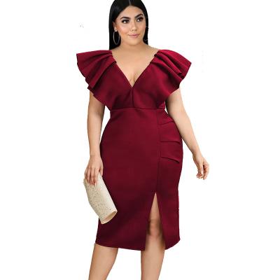 China High Quality Sleeveless Summer Ladies Casual Sexy Deep V Neck Zipper Anti-Static Midi Plus Size African Dress For Fat Ladies for sale