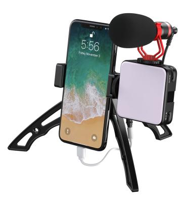 China Yizhidong Portable Recording Device Vlogging Kit Phone Tripod with Microphone and LED Growing Light for YouTube TikTok for sale