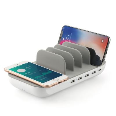 China New Usb Devices Array USB Multi Function 6 in 1 Public USB Hub Smartphone Fast Multiple Devices 5 Port Mobile Wireless Charging Station for sale