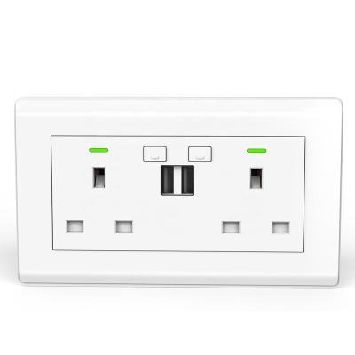 China 220V UK Tuya Smart Devices 220V UK Wifi Remote Multi 2xUSB Wall Outlet Usb Smart Home Residential/Multi-Purpose Wall Socket Outlet Uya for sale