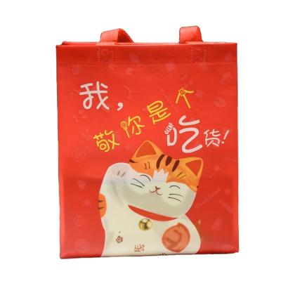 China Folding Customized Non Woven Fabric Tote Shopping Bag Insulation Takeaway Bag For Restaurant for sale