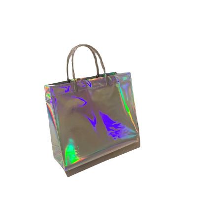 China Reusable Customized Plastic PVC Packaging Holographic Bags Gift Packaging Bag For Store for sale