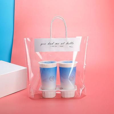 China Wholesale Cheap Promotional Reusable Bag Handled Milk Tea Coffee Cup Holder Storage Tote Bag for sale