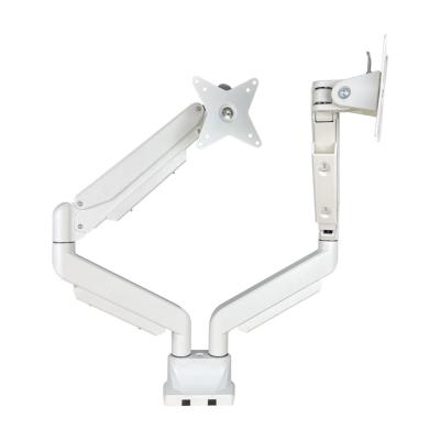 China Aluminum Double Plus Adjustable Laptop Table Computer Arm Laptop Double Monitor for sale