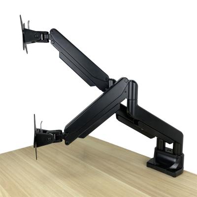 China Dual USB Universal Aluminum Ergonomic Desktop Adjustable Monitor Shock Absorber Home Office Arm Stand for sale