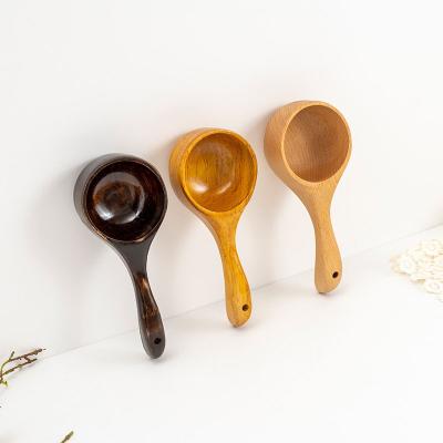 China Sustainable Wholesale Kitchen Tableware Japanese Style Cooking Wooden Spoon Pot Ramen Pot Spoon Soup Ladle for sale