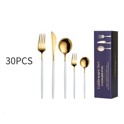 China Sustainable Wholesale Cutlery Stainless Steel Steak Knife Fork Spoon Suit Kitchen Party Wedding Dinner Flatware Set for sale