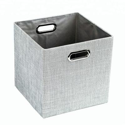 China Gray Burlap Viable Folding Storage Box Without Lid, Folding Storage Box Without Lid, Folding Storage Box for sale