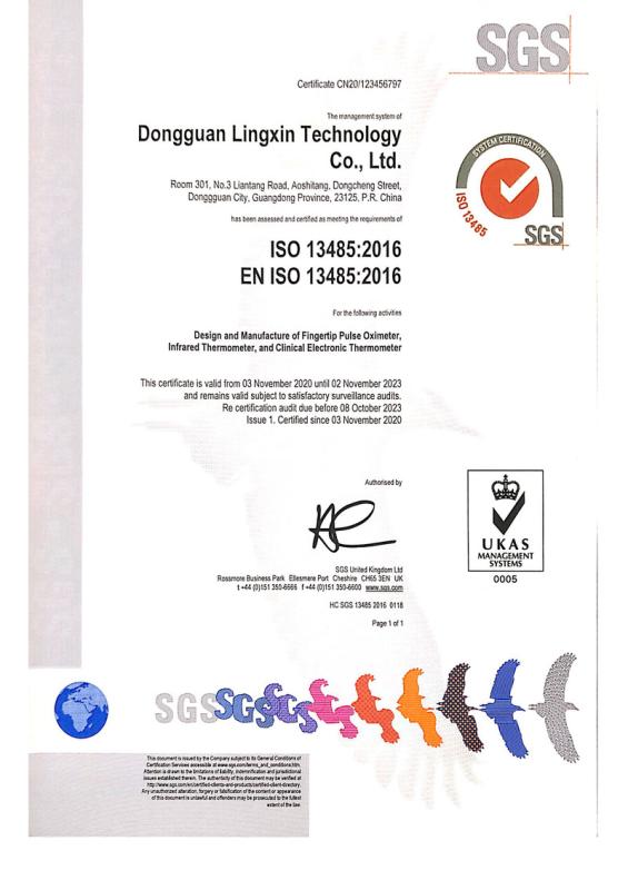 ISO13485:2016 - Dongguan Lingxin Technology Co., Ltd.