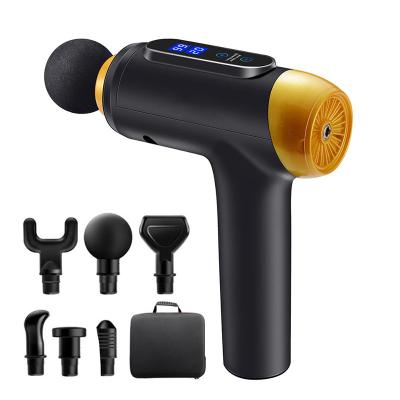 China 30 Speed ​​Handheld Deep Body Tissue Percussion Muscle Massage Gun, 6 Head Attachments Quick Rechargeable Body Vibration Massage Gun for sale