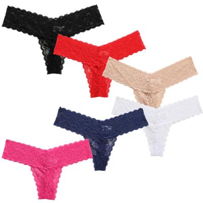 China The comfortable version of the new lace antibacterial sexy women's underwear cotton thong women's oversized traceless crotch for sale