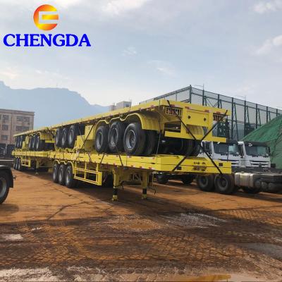 China Chengda Trailer Truck Truck Trailers 3 Axle 40T 40ft Flat Bed Container Flat Bed Semi Trailer for sale