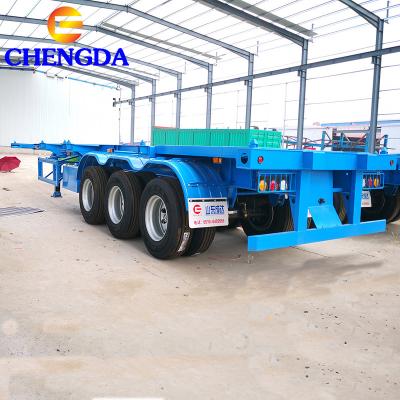 China Skeleton Truck Trailer 3 Axle 40ft 40ft Gooseneck Container Semi Container Skeleton Trailer Malaysia for sale