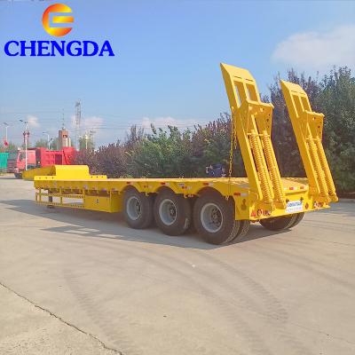 China Chengda 3 Truck Trailer 4 Axle 60 80 Ton Gooseneck Lowboy Lowbed Truck Low Bed Trailer Semi Trailer For Sale for sale