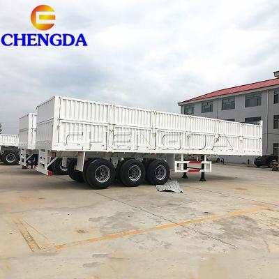 China Truck Trailer Chengda 3 4 Axle Side Door 60 80 Ton Fence Cargo Side Wall Semi Trailer for sale