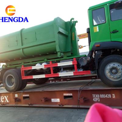 China Hotels Howo 4x2 16t Hook Arm Garbage Truck With Garbage Bin for sale