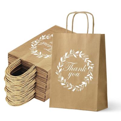 China Custom Tote Paper Bag Logo With High Quality Recyclable Thank You Holiday Gift Candy Paper Bags Bolsa De Papel Kraft Paper for sale