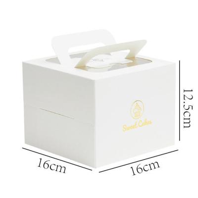 China Disposable Custom Box For Luxury Cake Birthday Cake Boxes With Handle Square Clear Plastic White 6 Inch Cajas Para Pastel Cake Box for sale