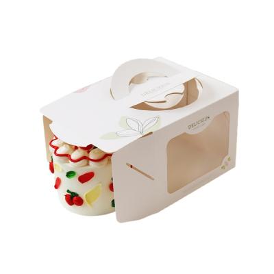 China Wholesale Caja De Pastel Custom Handmade Logo Paper Box Portable Handle With Open Window Pastry Bakery Dessert Gift Boxes for sale