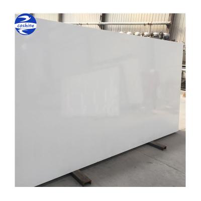 China Wholesale Contemporary Simple Pure White Artificial Quartz Slabs Quartz Countertops Kitchen Stone Slab for sale