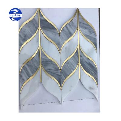 China Parquet design mosaic bathroom decoration stone hot sale white marble mosaic slab for sale