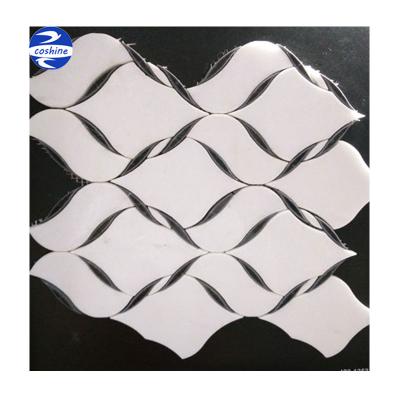 China Parquet Interior Decoration Black and White Marble Mosaic Waterjet Slab for sale