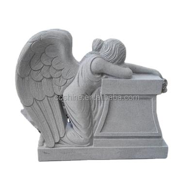 China Contemporary Chinese Gray Granite Modern Weeping Angel Headstone Designs for sale