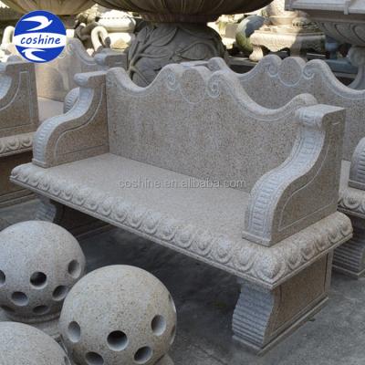 China Abstract Customized Yellow Granite Patio Stone Park Bench With Back for sale