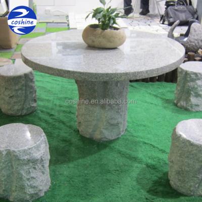 China Modern Outdoor Polished+split Granite Table And Stone Chair Seat for sale