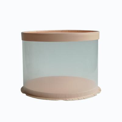 China Recyclable Custom Clear Plastic Round Tubes Transparent Round Cake Box Cake Packaging Cylinder With Lid for sale