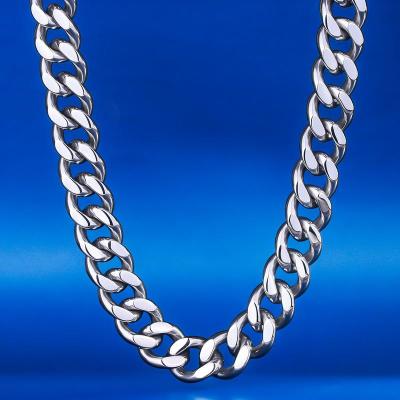 China KRKC&CO Hip Hop Necklace 12mm White Gold 20inch Miami Cuban Link Chain Stainless Steel CLASSIC Cuban Links for sale